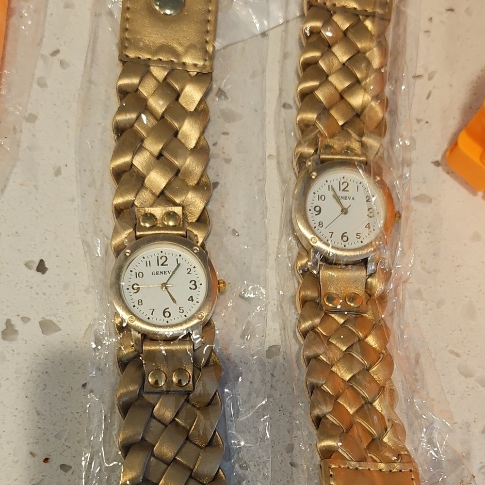 Geneva Gold Braided Strap Watches Set - Picture 1 of 1